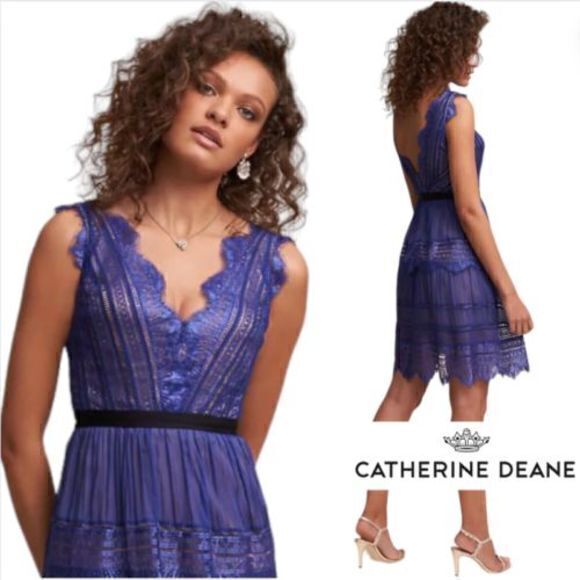 BHLDN X Catherine Deane Jasmine Dress Silk Sapphire‎ Blue Size 12 NWT